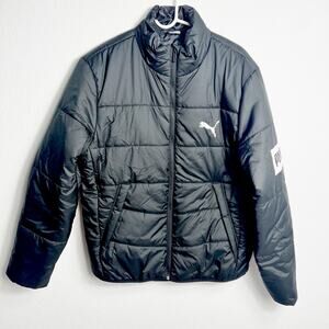 PUMA MEN BLACK WHITE LONG SLEEVE WINTER PUFFER SIZE MEDIUM